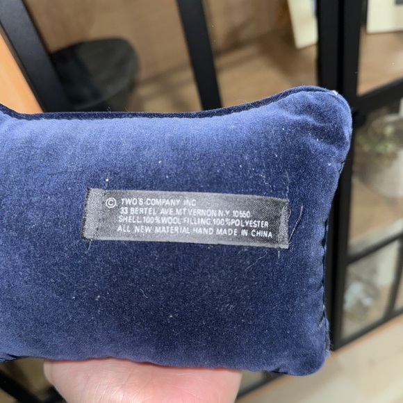 Vintage Needlepoint pillow Gone Sailing nautical two’s company mini navy boat - Picture 6 of 7